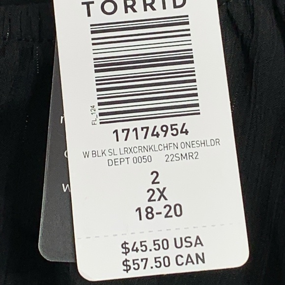 NEW Torrid 2, 2X, 18-20‎ Black Chiffon Asymmetrical Ruffle Blouse - Picture 4 of 9